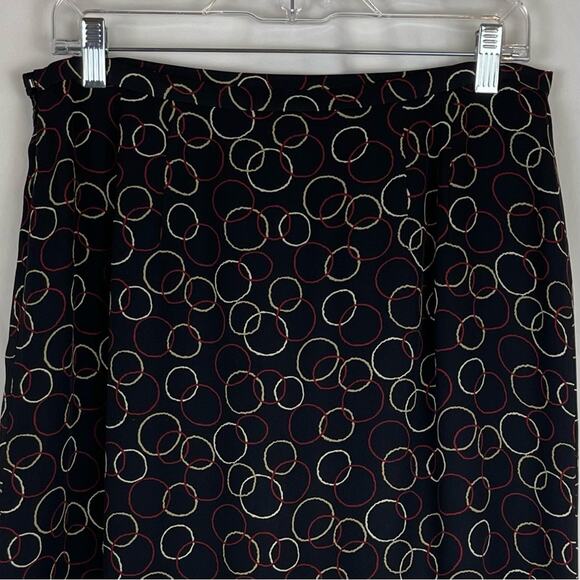 Talbots Sheer Black Circle Print Silk Office Date Feminine Ruffle Skirt Size 12 - Picture 5 of 12